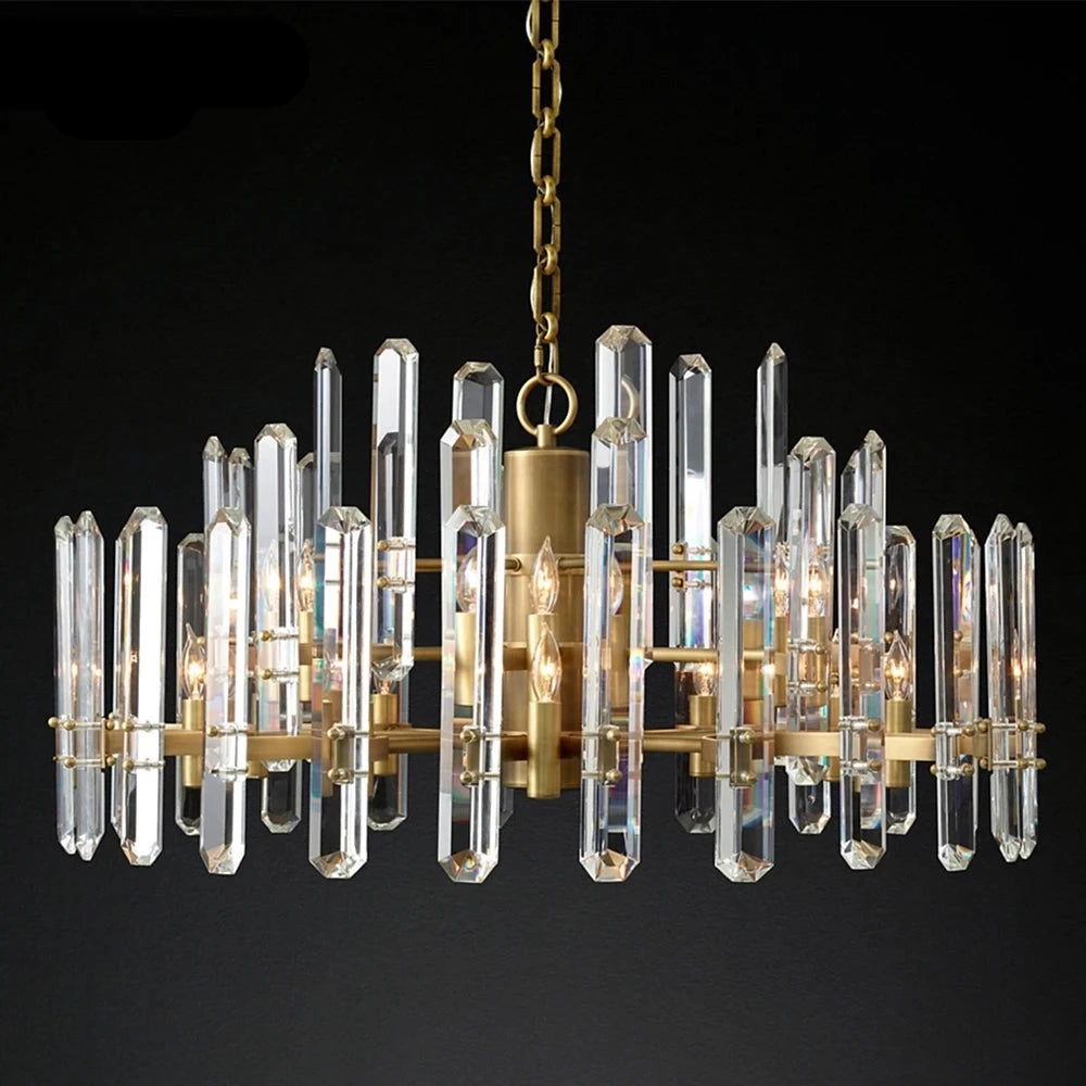 Illuminate Your Space with the K9 Crystal Brass Metal Chrome Black Chandelier