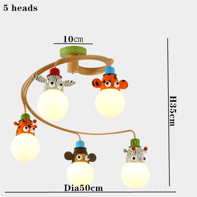 Lampe à suspension LED animaux pour chambre d'enfants