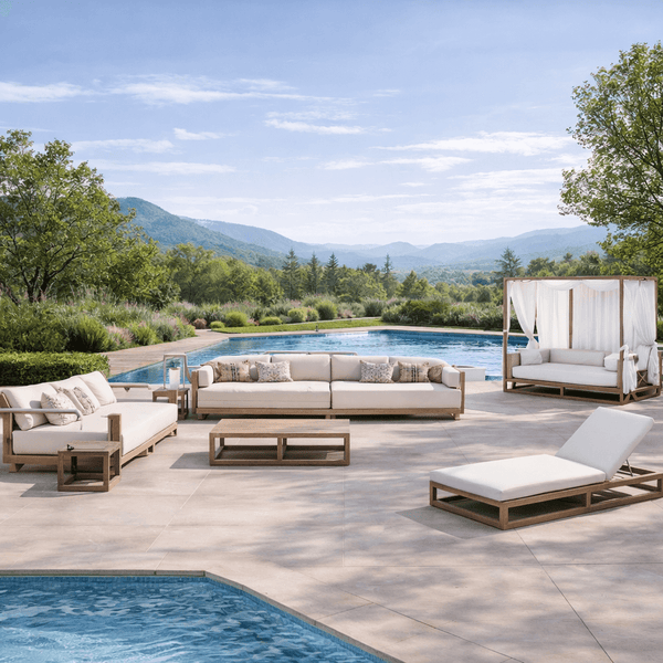 High-End Modular Outdoor Furniture Set – Luxury Solid Wood Poolside Collection-BabiesDecor.com