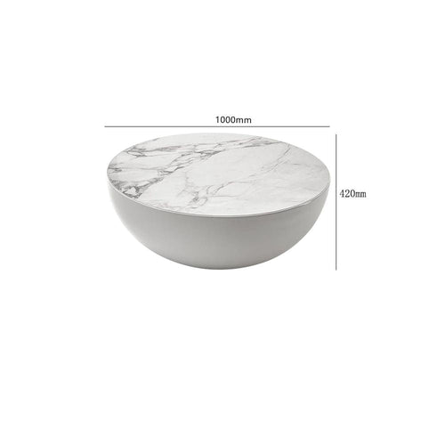 Italian Minimalist Round White Marble Coffee Table - BabiesDecor.com