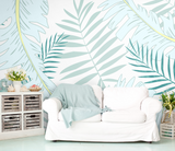 Pastel Leafs Theme Tropical Wallpaper Mural
