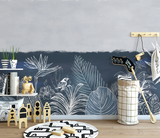 3D Grey Floral Design Tropical Wallpaper Mural