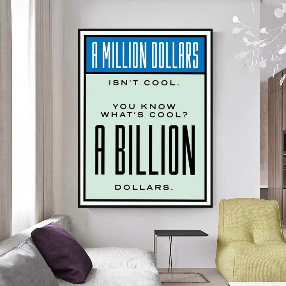 Monopoly Cool Billion Dollars Card Canvas Wall Art-Wall Posters
