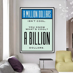 Monopoly Cool Billion Dollars Card Canvas Wall Art-Wall Posters