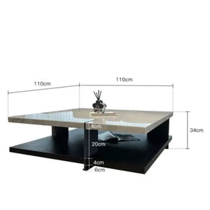 Natural Marble & Wood Coffee Table - BabiesDecor.com