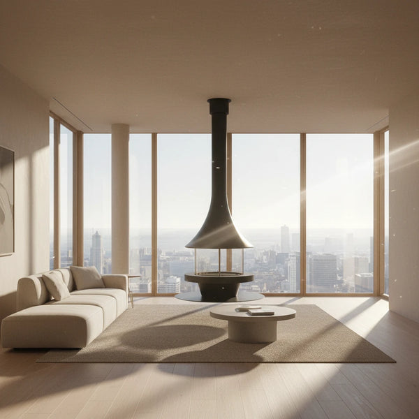 Panoramic Horn Hanging Fireplace – 360° Suspended Fireplace in High Carbon Steel-BabiesDecor.com