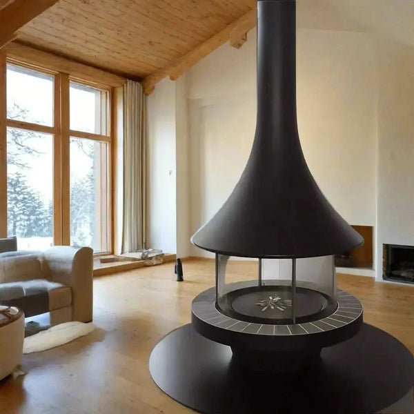 Panoramic Horn Hanging Fireplace – 360° Suspended Fireplace in High Carbon Steel-BabiesDecor.com