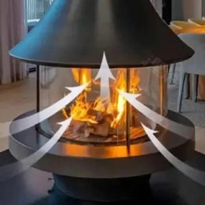 Panoramic Horn Hanging Fireplace – 360° Suspended Fireplace in High Carbon Steel-BabiesDecor.com