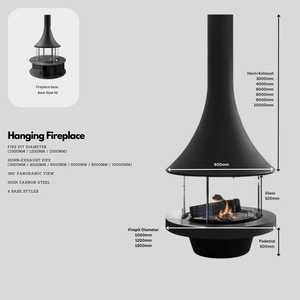 Panoramic Horn Hanging Fireplace – 360° Suspended Fireplace in High Carbon Steel-BabiesDecor.com