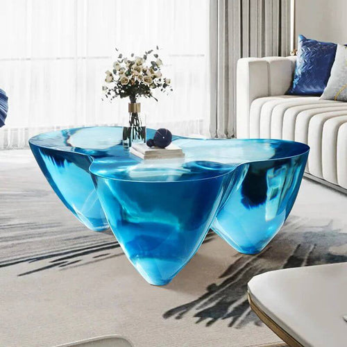 Resin Figurine Glass Coffee Table - BabiesDecor.com