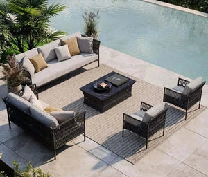 Round Outdoor Rattan Furniture Set – Bamboo Wicker Daybed Collection-BabiesDecor.com