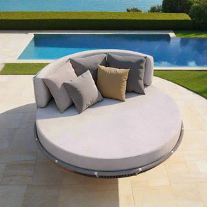 Round Outdoor Rattan Furniture Set – Bamboo Wicker Daybed Collection-BabiesDecor.com