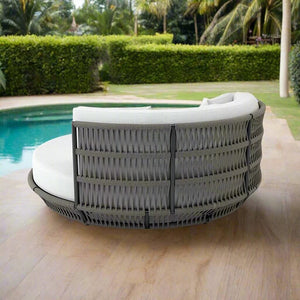 Round Outdoor Rattan Furniture Set – Bamboo Wicker Daybed Collection-BabiesDecor.com