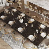 Italian Hourglass Solid Wood Brass Dining Table Set