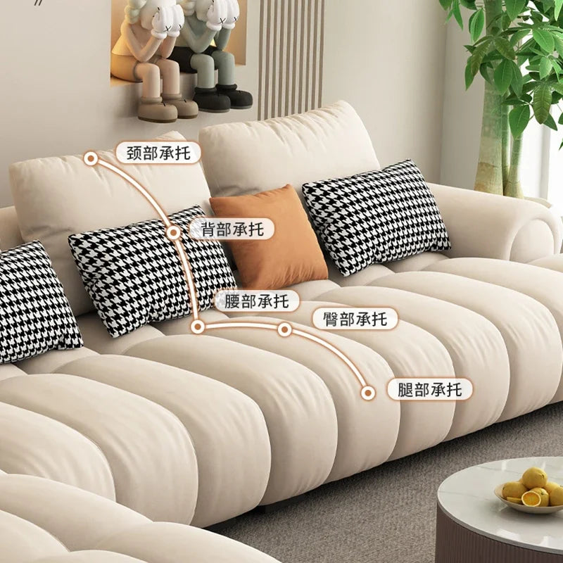 Luxury Sectional Calf Leather Sofa Cama Chaise Sofa Set