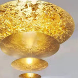 Lobby-Kronleuchter aus gebürstetem Nickel mit Goldfolie