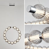 Lustre à perles LED chromé à anneau circulaire