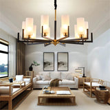Fortano Brass Frosted Glass Cones Chandelier