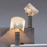 Italian Shogun Table Lamp: Modern Stripe Grid Desk Light