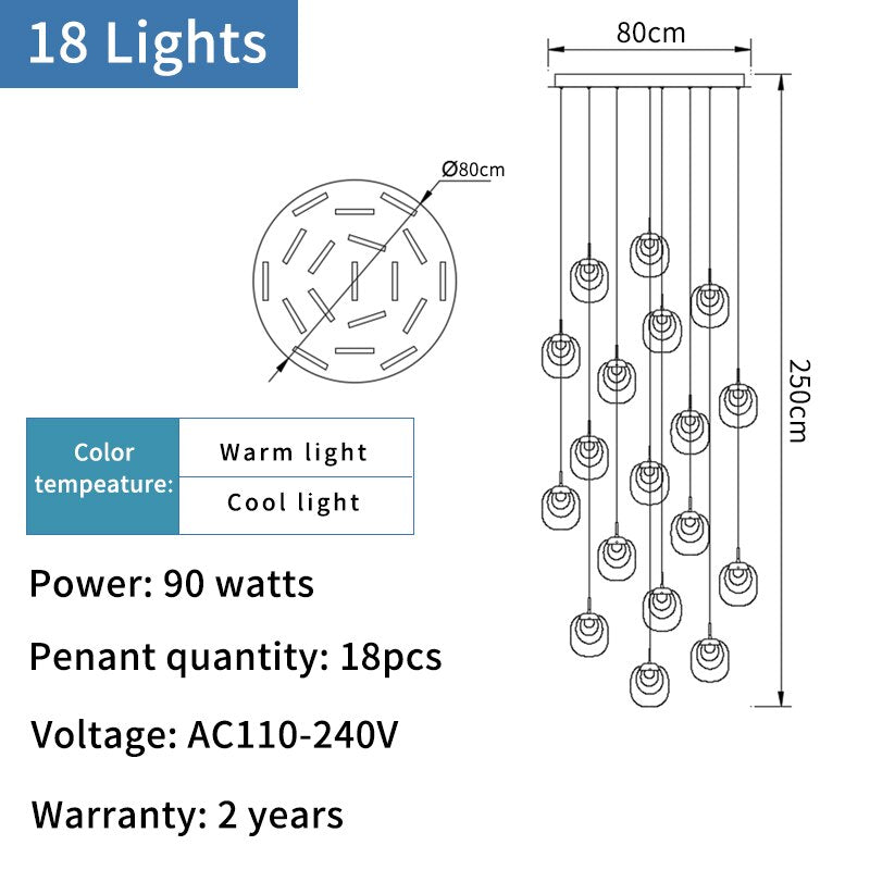 Crystal LED Pendant Chandelier – Rotating Staircase Lighting