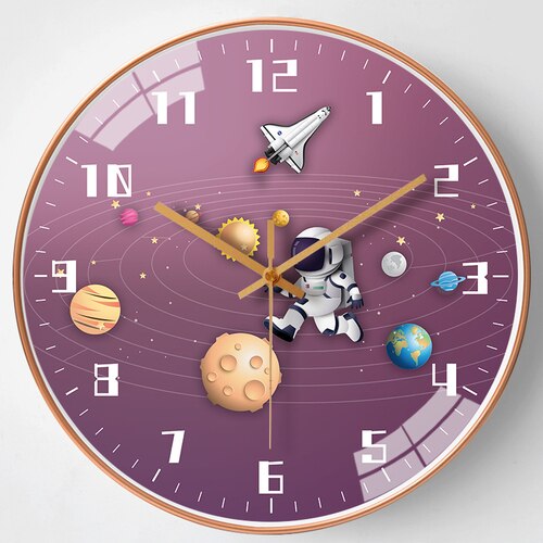 Kids Room Astronaut Space Wall Clock
