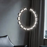 Kreisförmiger Chrom-LED-Perlenkronleuchter mit Ring