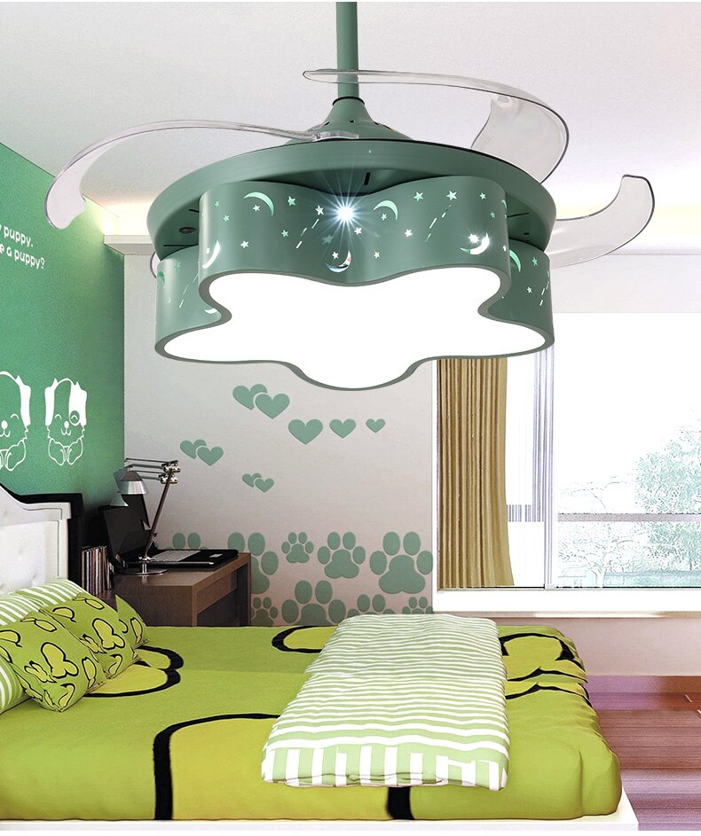 Lumière LED étoile avec ventilateur - Ventilateur de plafond moderne pour chambre d'enfant