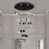 Mirror Black Crystal Staircase Chandelier