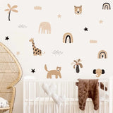 Nursery Stickers - Boho Cartoon Watercolor Animal Home Decor