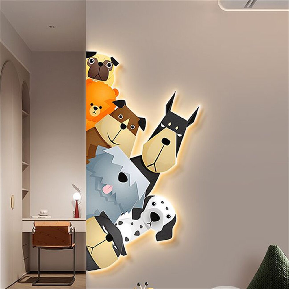 Animal Murals LED-Wandleuchte mit Steckerkabel für Kinderzimmer