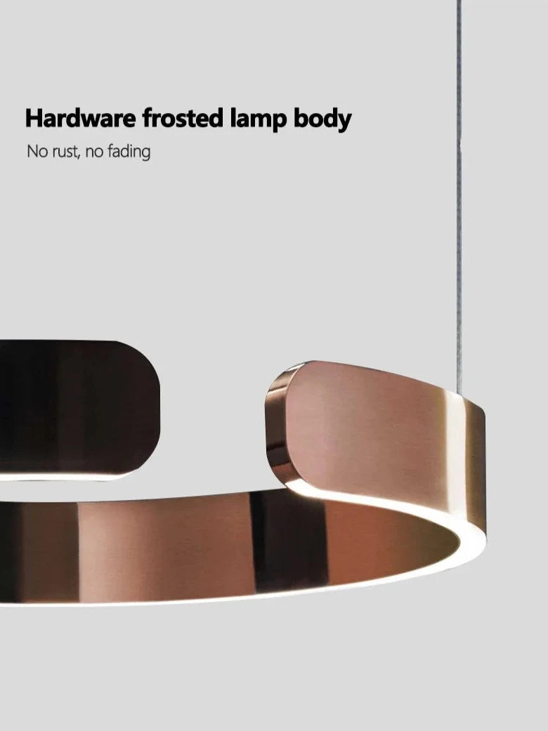 Schlanker, minimalistischer Ring-Kronleuchter – Aluminium beschichtet