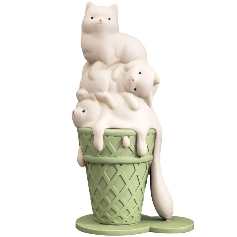 Ornement de sculpture de statues de chat de crème glacée fondue