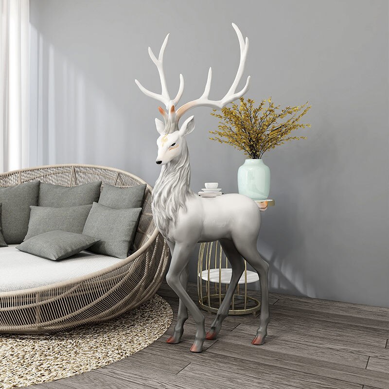 Snow Reindeer Statue for Home Decor