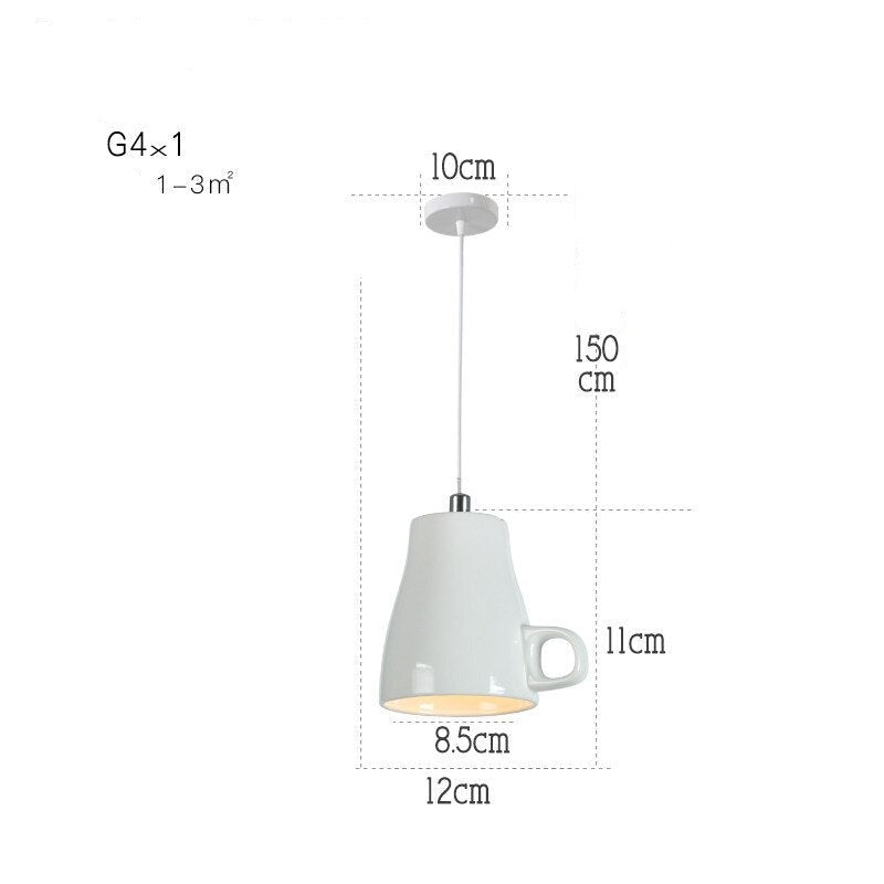 Lampes suspendues Led en céramique de vaisselle de théière de tasse de thé moderne