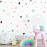 Autocollant mural étoiles de dessin animé – décoration colorée pour chambre d'enfant