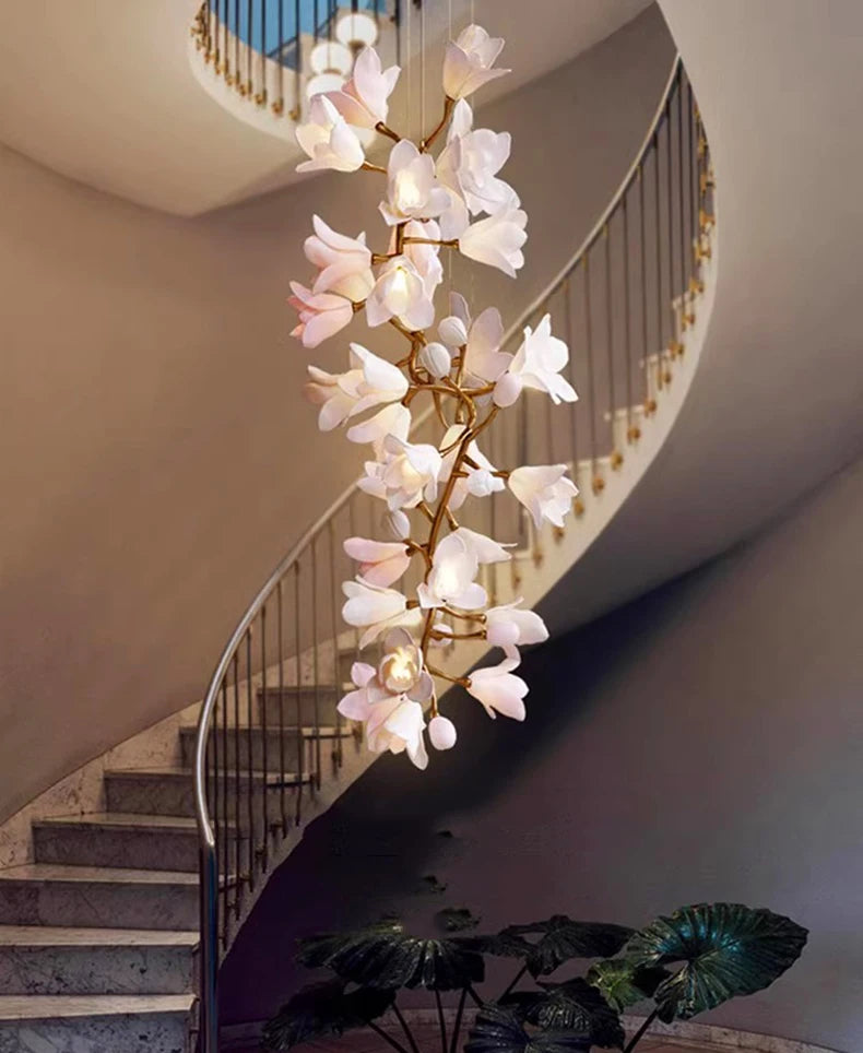 Floral Bunch Staircase Chandelier Lighting