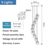 Crystal LED Pendant Chandelier – Rotating Staircase Lighting