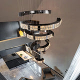 Mirror Black Crystal Staircase Chandelier