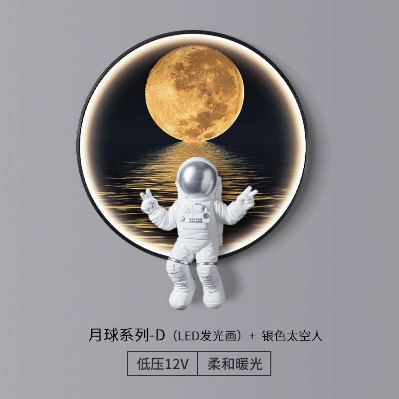 Applique Murale Astronaute sur Lune : Illuminée par l'Espace