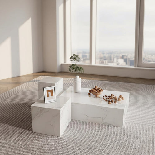 Sintered Stone Marble Coffee Table Trio - BabiesDecor.com