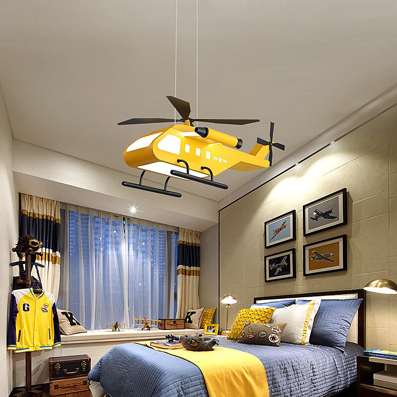 War Helicopter LED Chandelier for Kids Bedroom