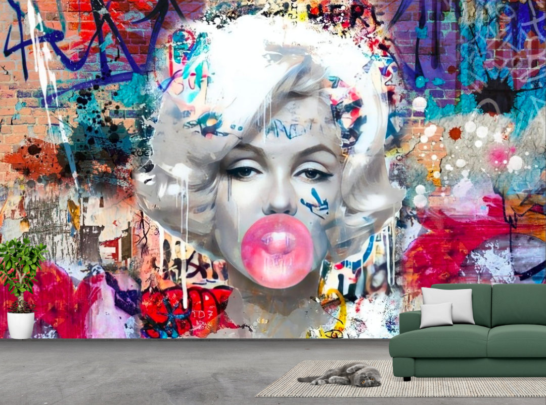 Marilyn Bubble Gum Wallpaper Mural – Exquisite Wall Decor