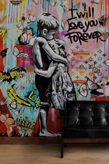 Banksy I will love you forever Wallpaper Mural – Wall Decor