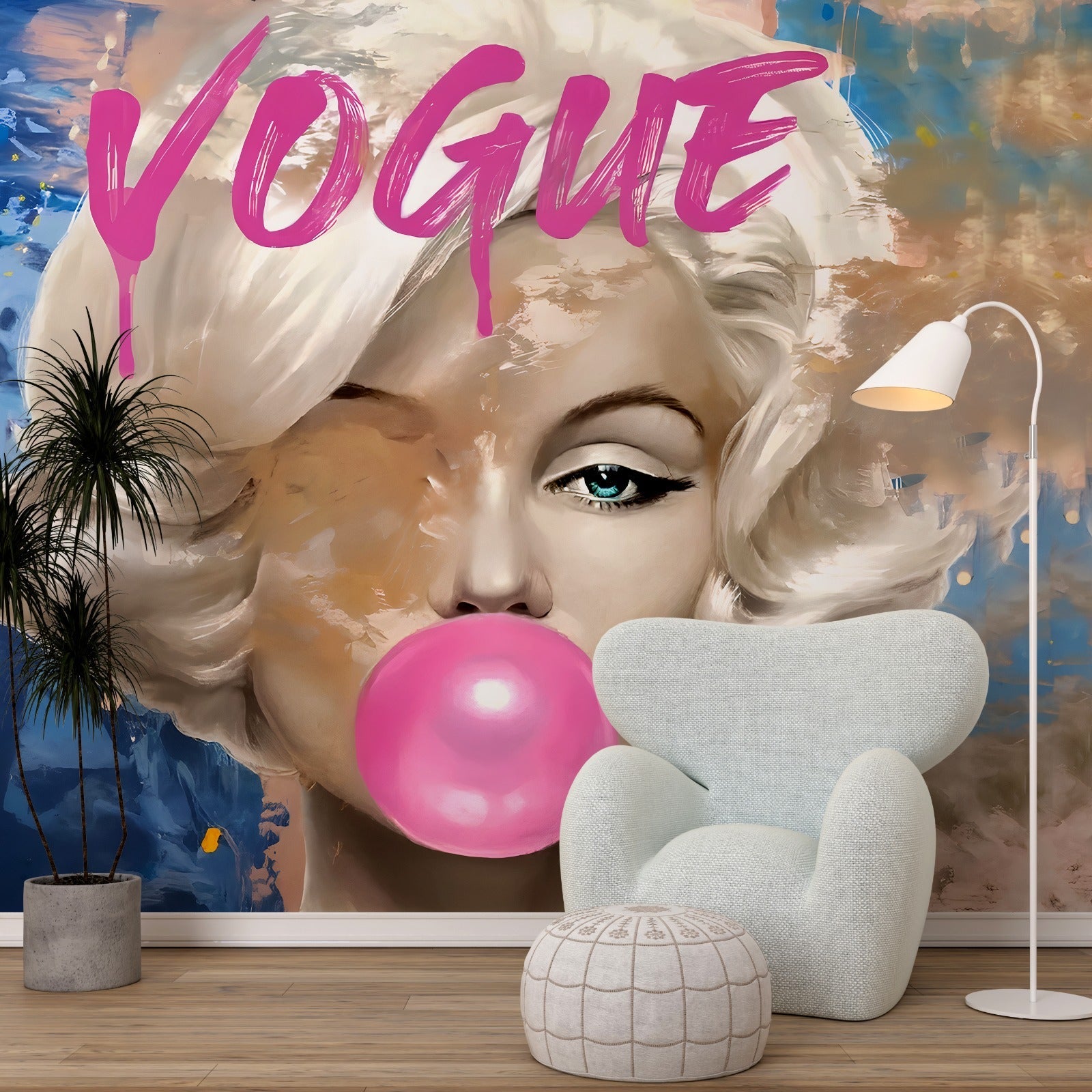 Marilyn Monroe Vogue Papier Peint Panoramique Bulle Rose – Décoration Murale