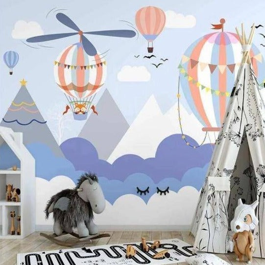 Air Balloons Travelling - Kids Room Wallpaper-Kids Room Wallpaper