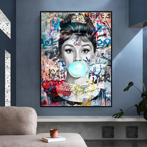 Audrey Hepburn Chewing Gum Art - Unique Expression-Wall Posters