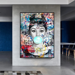 Audrey Hepburn Chewing Gum Art - Unique Expression-Wall Posters