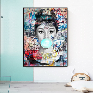 Audrey Hepburn Chewing Gum Art - Unique Expression-Wall Posters