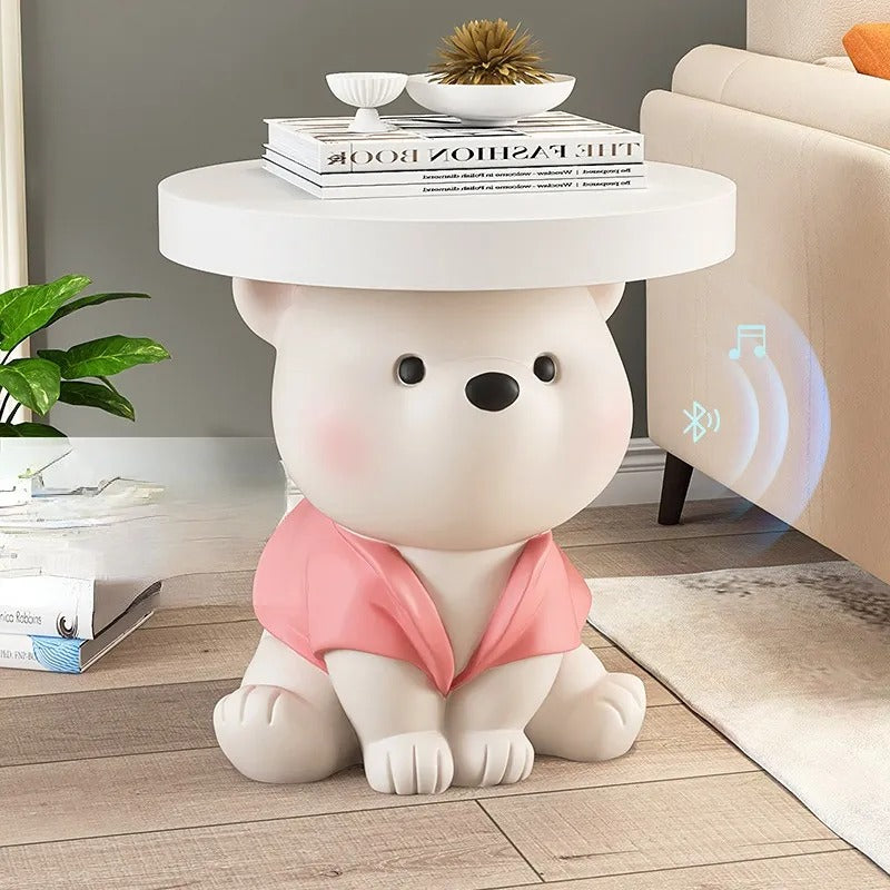 Statue d'ours vigoureux, ornement de table d'appoint avec musique Bluetooth