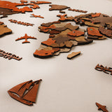 Décoration murale carte du monde rustique 3D en bois naturel avec accessoires gratuits